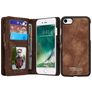 Caseme 008 iPhone 7 Hülle Abnehmbare 2in1 Klapphülle Geldbörse - Braun