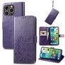 Mobigear Clover iPhone 15 Pro Hülle Klapphülle Geldbörse - Lila