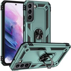 Mobigear Armor Ring Samsung Galaxy S22 Hülle Hardcase Backcover Stoßfest mit Ringhalter - Grün