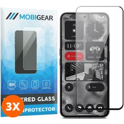 Mobigear Premium Nothing Phone (2) Panzerglas Gehärtetes Glas Displayschutz - Hüllenfreundlich - Schwarz (3er Pack)