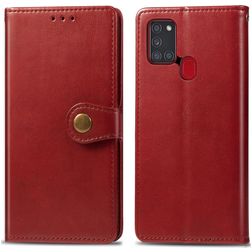 Mobigear Snap Button Samsung Galaxy A21s Hülle Klapphülle Geldbörse - Rot