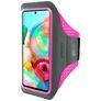 Mobiparts Comfort Fit Handyhalterung Joggen Samsung Galaxy A71 Sporthülle Neopren Sportarmband - Neon Pink