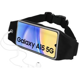 Mobiparts Comfort Fit Belt Handyhalterung Joggen Samsung Galaxy A15 Sporthülle Neopren Gürtel - Schwarz