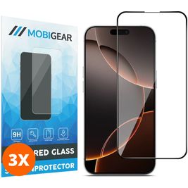 Mobigear Premium iPhone 16 Pro Max Panzerglas Gehärtetes Glas Displayschutz - Hüllenfreundlich - Schwarz (3er Pack)