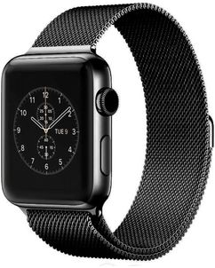 Mobigear Style Loop Milanaise Apple Watch Armband Magnetverschluss - 49/46/45/44 mm - Schwarz