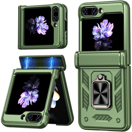 Mobigear Armor ring Samsung Galaxy Z Flip 7 FE Hülle Hardcase Backcover Stoßfest mit Ringhalter - Grün