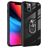 Mobigear Crystal Ring iPhone 14 Pro Hülle Hardcase Backcover mit Ringhalter - Transparent / Schwarz