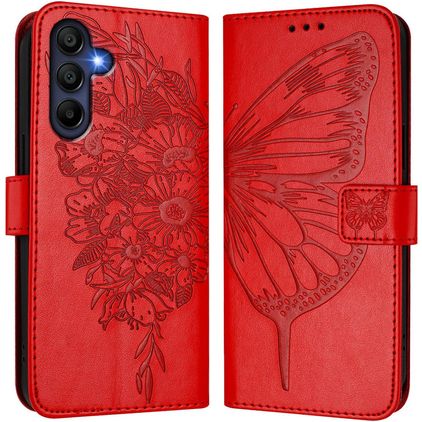 Mobigear Flowers Samsung Galaxy A17 Hülle Klapphülle Geldbörse - Rot