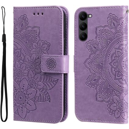 Mobigear Flowers Samsung Galaxy S23 Hülle Klapphülle Geldbörse - Lila