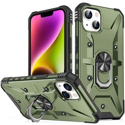 Mobigear Armor Ring iPhone 14 Plus Hülle Hardcase Backcover Stoßfest mit Ringhalter - Grün