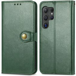 Mobigear Snap Button Samsung Galaxy S25 Plus Hülle Klapphülle Geldbörse - Grün