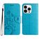 Mobigear Flowers iPhone 16 Pro Hülle Klapphülle Geldbörse - Blau