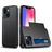 Mobigear Card iPhone 15 Hülle Hardcase Backcover Stoßfest mit Kartenhalter - Schwarz