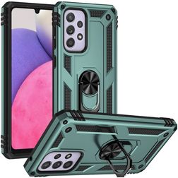 Mobigear Armor Ring Samsung Galaxy A33 Hülle Hardcase Backcover Stoßfest mit Ringhalter - Grün