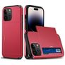 Mobigear Card iPhone 15 Pro Hülle Hardcase Backcover Stoßfest mit Kartenhalter - Rot