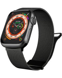 Mobigear Luxury Loop Milanaise Apple Watch Armband Magnetverschluss - 49/46/45/44 mm - Schwarz