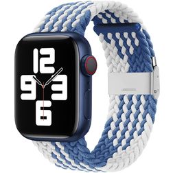 Mobigear Braided Nylon Apple Watch Armband Klappschließe - 49/46/45/44 mm - Weiß / Blau