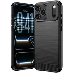 Mobigear Brushed Slim iPhone 18 Pro Max Hülle Flexibles TPU Backcover - Schwarz