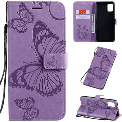 Mobigear Butterfly Samsung Galaxy A51 Hülle Klapphülle Geldbörse - Lila