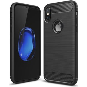 Mobigear Brushed Slim iPhone XS Hülle Flexibles TPU Backcover - Schwarz