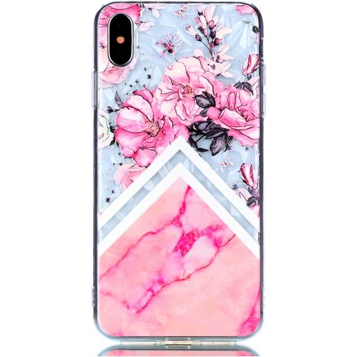 Mobigear Marble Durchsichtig iPhone XS Max Hülle Flexibles TPU Backcover - Blumen