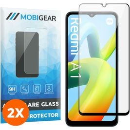 Mobigear Premium Xiaomi Redmi A1 4G Panzerglas Gehärtetes Glas Displayschutz - Hüllenfreundlich - Schwarz (2er Pack)