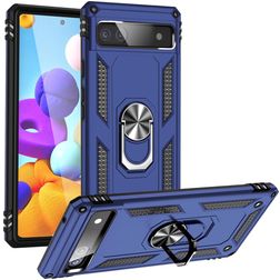 Mobigear Armor Ring Google Pixel 6a Hardcase Backcover Shockproof mit Ringhalter - Blau