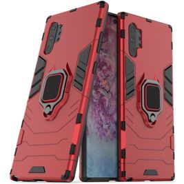 Mobigear Armor Ring Samsung Galaxy Note 10 Plus Hülle Hardcase Backcover Stoßfest mit Ringhalter - Rot