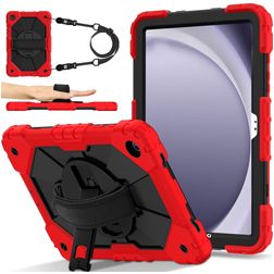 Mobigear SureGrip Xtreme Samsung Galaxy Tab A9 Plus (2023) Hülle Kunststoff / Silikon Backcover + Schultergurt + Ständer - Rot