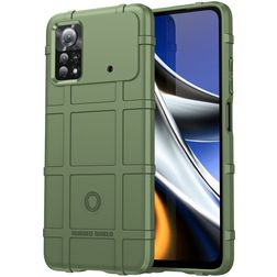 Mobigear Rugged Shield POCO X4 Pro 5G Hülle Flexibles TPU Backcover Stoßfest - Grün