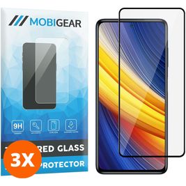 Mobigear Premium POCO X3 Pro Panzerglas Gehärtetes Glas Displayschutz - Hüllenfreundlich - Schwarz (3er Pack)