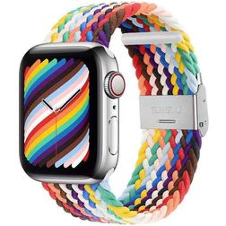Mobigear Braided Nylon Apple Watch Armband Klappschließe - 42/41/40/38 mm - Rainbow