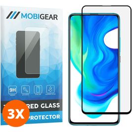 Mobigear Premium POCO F2 Pro Panzerglas Gehärtetes Glas Displayschutz - Hüllenfreundlich - Schwarz (3er Pack)
