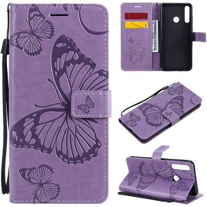 Mobigear Butterfly Huawei Y6p Hülle Klapphülle Geldbörse - Lila