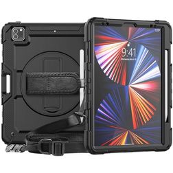Mobigear SureGrip Xtreme iPad Pro 12.9 Zoll (2018) Hülle Kunststoff,Silikon Backcover + Stifthalter + Schulterträger + Ständer - Schwarz