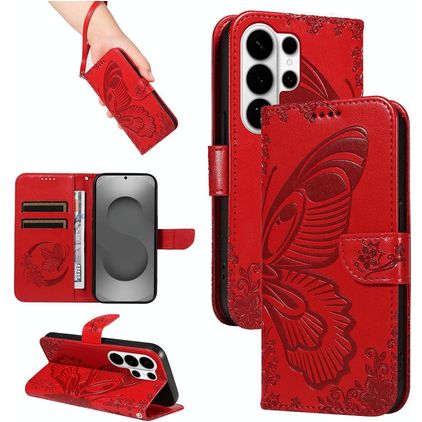 Mobigear Butterfly Samsung Galaxy S26 Ultra Hülle Klapphülle Geldbörse - Rot