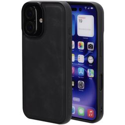 Mobiparts Classic iPhone 16 MagSafe TPU / Kunstleder Backcover - Graphite Black