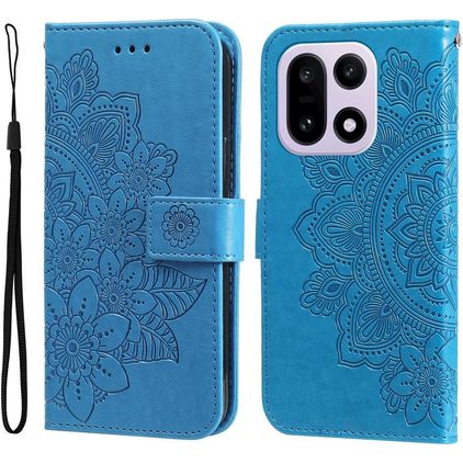 Mobigear Flowers OnePlus 15 Hülle Klapphülle Geldbörse - Blau