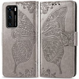 Mobigear Butterfly Huawei P40 Hülle Klapphülle Geldbörse - Grau