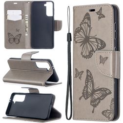 Mobigear Butterfly Samsung Galaxy S21 Hülle Klapphülle Geldbörse - Grau