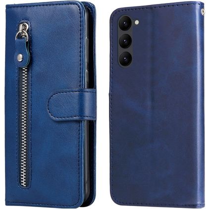 Mobigear Zipper Samsung Galaxy S23 Klapphülle Portemonnaie - Blau