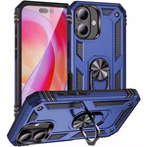 Mobigear Armor Ring iPhone 16 Hülle Hardcase Backcover Stoßfest mit Ringhalter - Blau