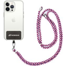Mobigear Lanyard Universal-Handykette einstellbar - Weiß / Blau / Magenta