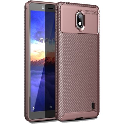 Mobigear Racing Nokia 1 Plus Hülle Flexibles TPU Backcover - Braun