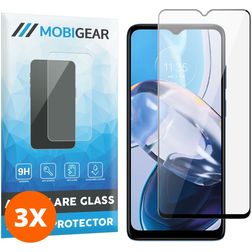 Mobigear Premium Motorola Moto E22 Panzerglas Displayschutz - Hüllenfreundlich - Schwarz (3er Pack)