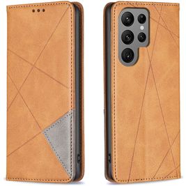 Mobigear Rhombus Slim Samsung Galaxy S25 Ultra Hülle Klapphülle - Cognac