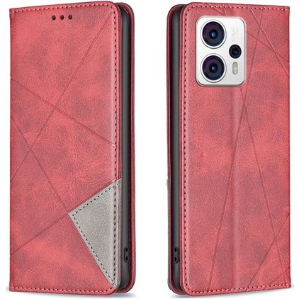 Mobigear Rhombus Slim Motorola Moto G53 5G Hülle Klapphülle - Rot