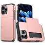 Mobigear Card iPhone 16 Pro Hülle Hardcase Backcover Stoßfest mit Kartenhalter - Roségold