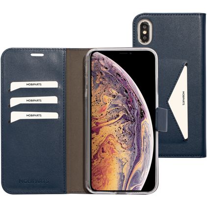 Mobiparts Classic Wallet iPhone XS Max Hülle Klapphülle Geldbörse - Blau