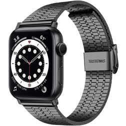 Mobigear Kopenhagen Edelstahl Apple Watch Armband Klappschließe - 49/46/45/44 mm - Schwarz